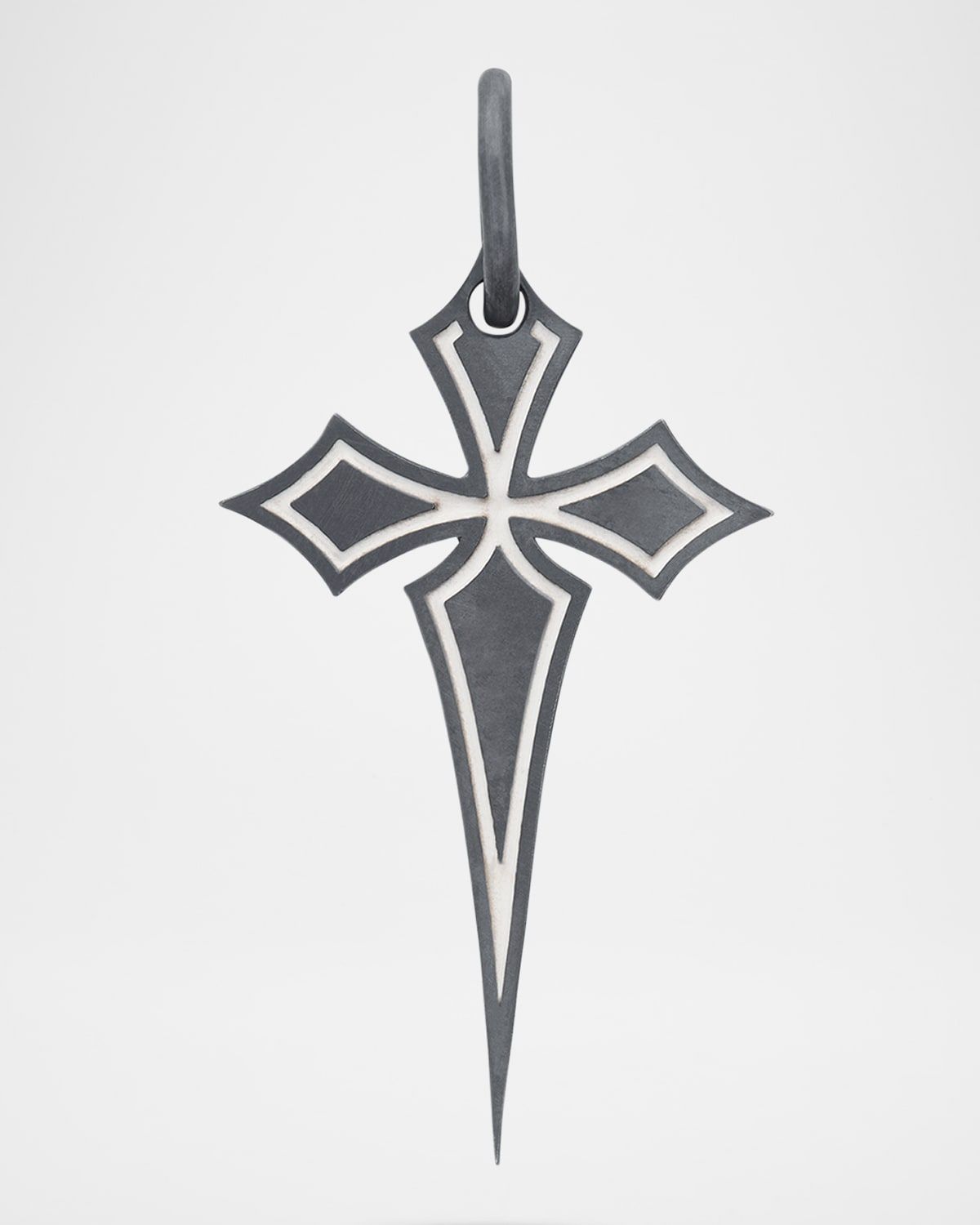 Men & apos;s The Cross Gothic Style Oxidized Silver and Ivory Enamel Pendant