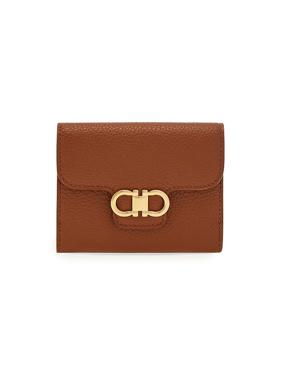 Women's Gancini Leather Wallet - Cognac