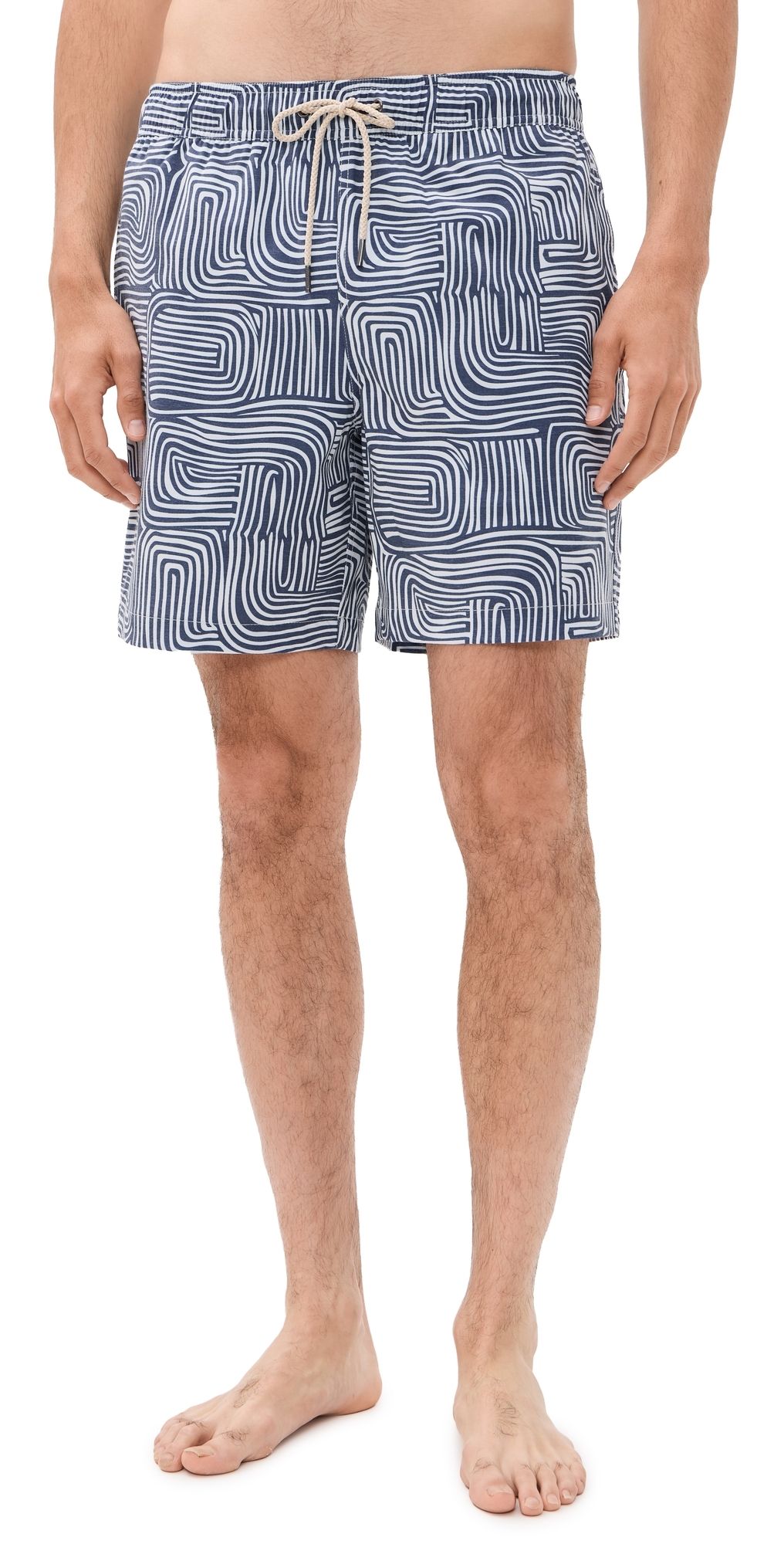 Fair Harbor The Bayberry Swim Trunks 7 Navy Wavy Sands S