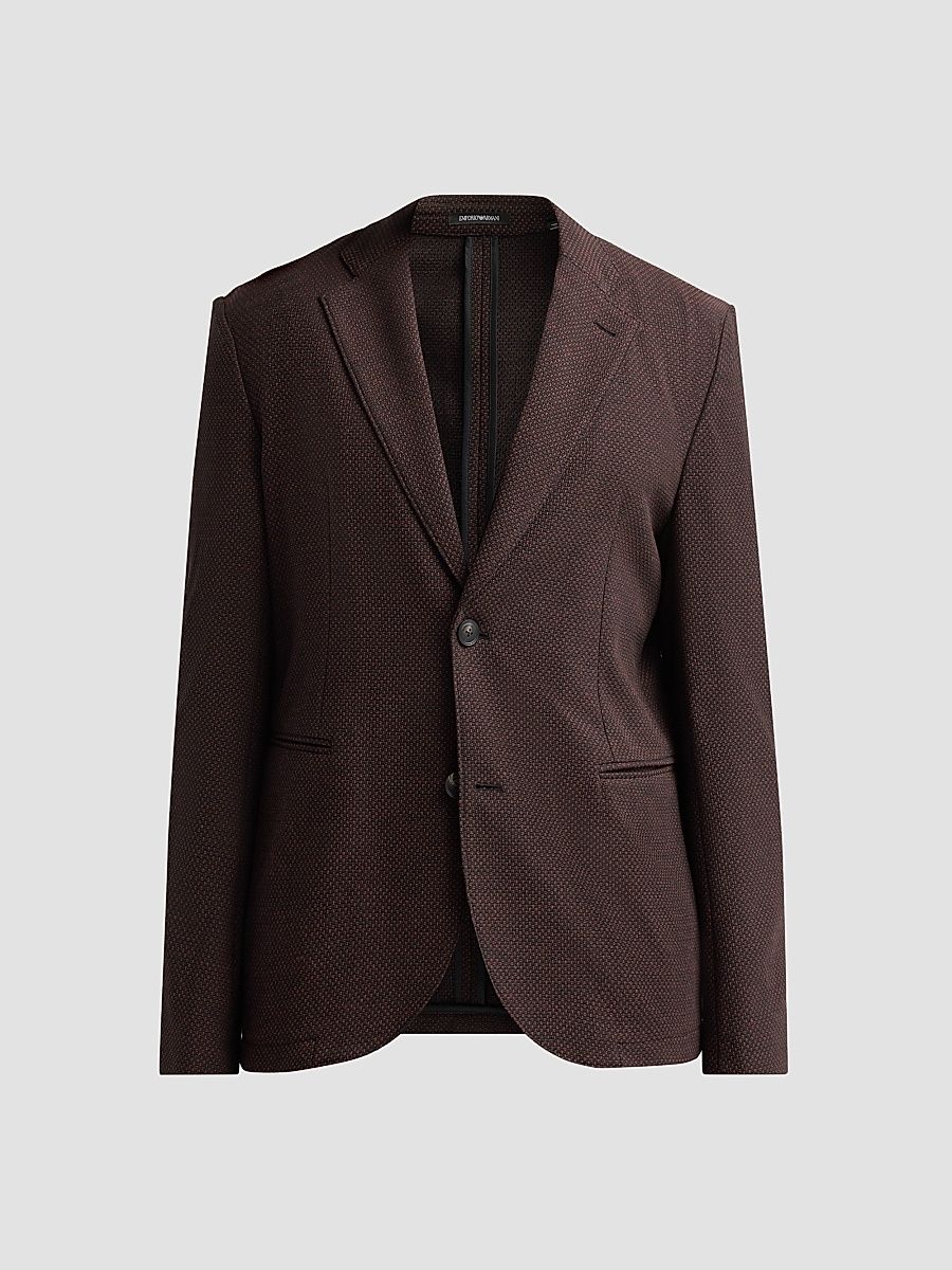Men's Square Textured Wool-Blend Soft Jacket - Size 52