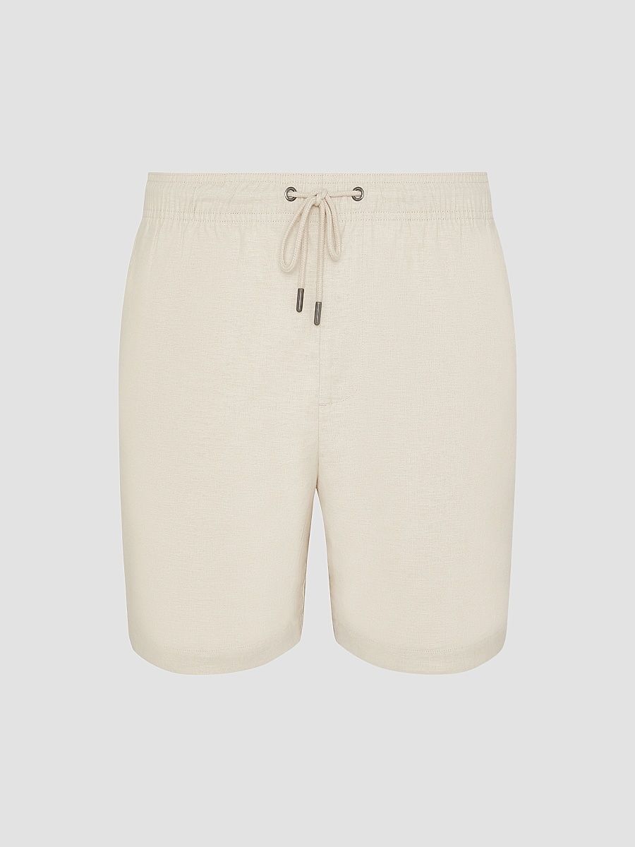 Men's Stretch Linen-Blend Drawstring Shorts - Midnight - Size XXL