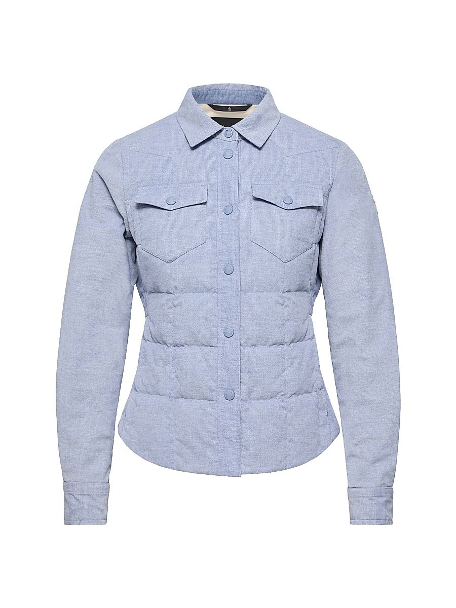 Women's Nangy Puffer Shacket in Corduroy - Light Blue - Size Large