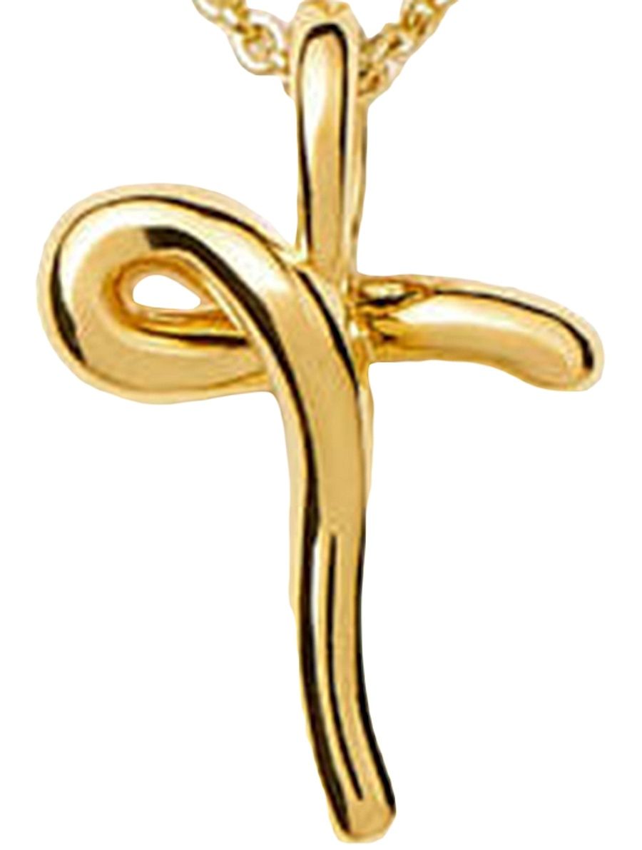 Women's 18K-Yellow-Gold Vermeil Curly Molten Mini Initial Pendant Necklace - Initial T
