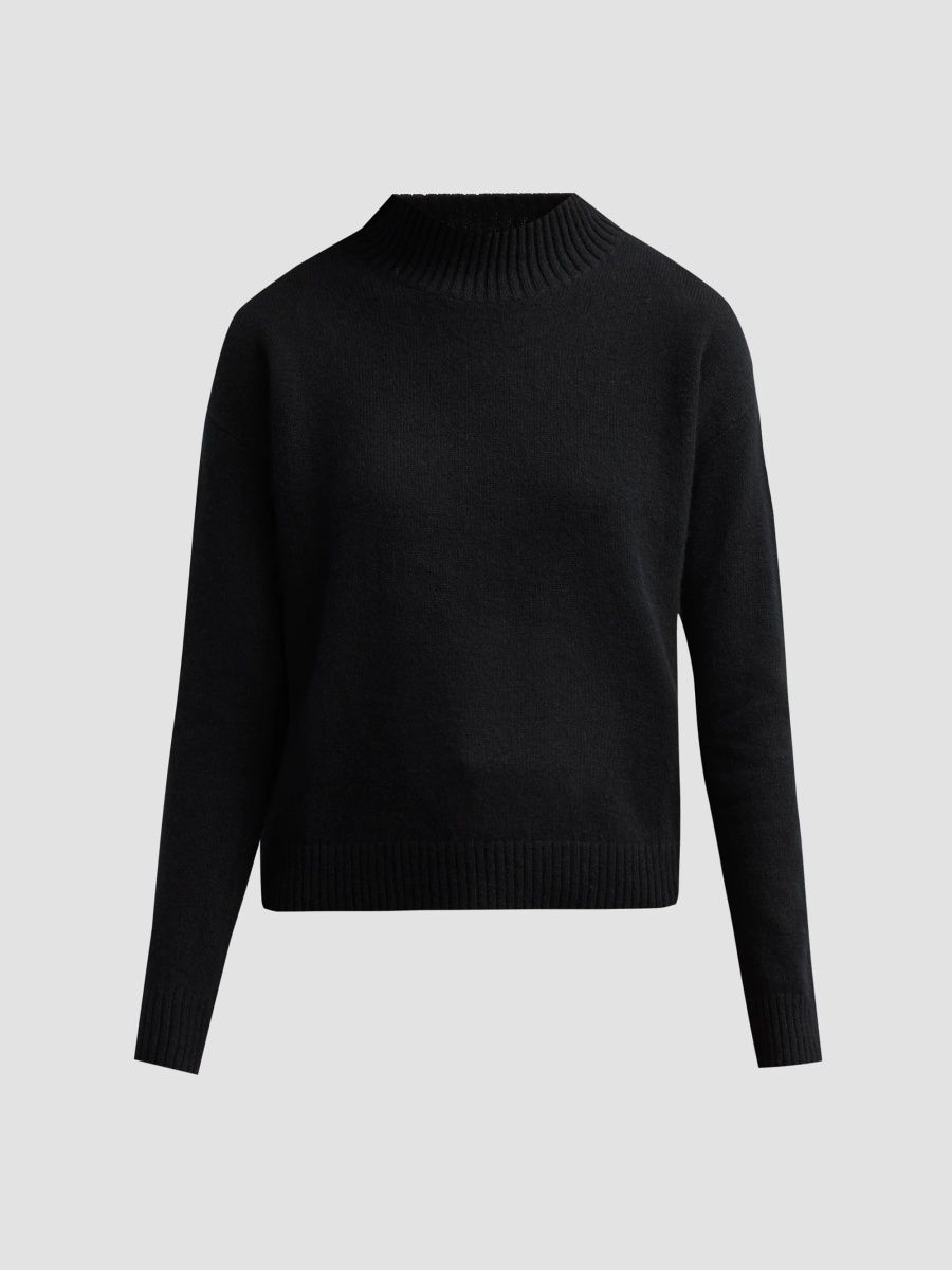 Saks Fifth Avenue Women's Basic Cashmere Mock Turtleneck Sweater - Black - Size XL