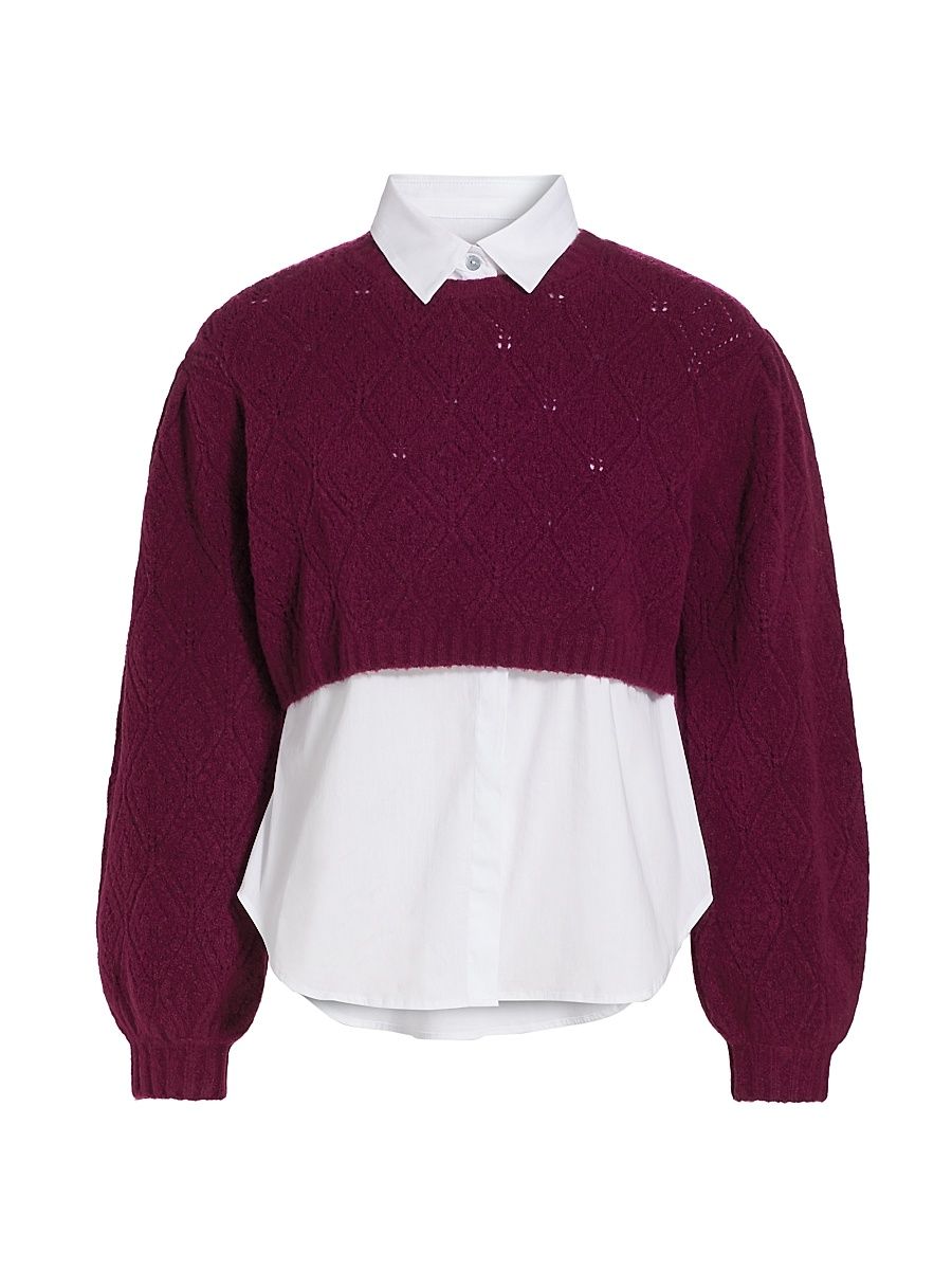 Women's Landry Knit Layered Sweater - Star Apple White - Size Medium