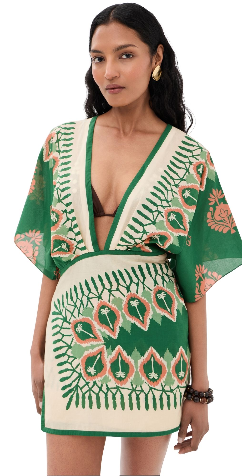 Johanna Ortiz Inundada De Color Mini Dress GREEN / ECRU 8