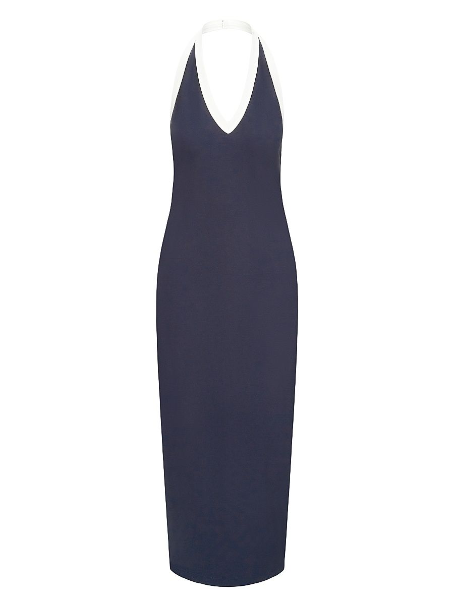 Women's Naomi Halterneck Maxi Dress - Navy White - Size XL