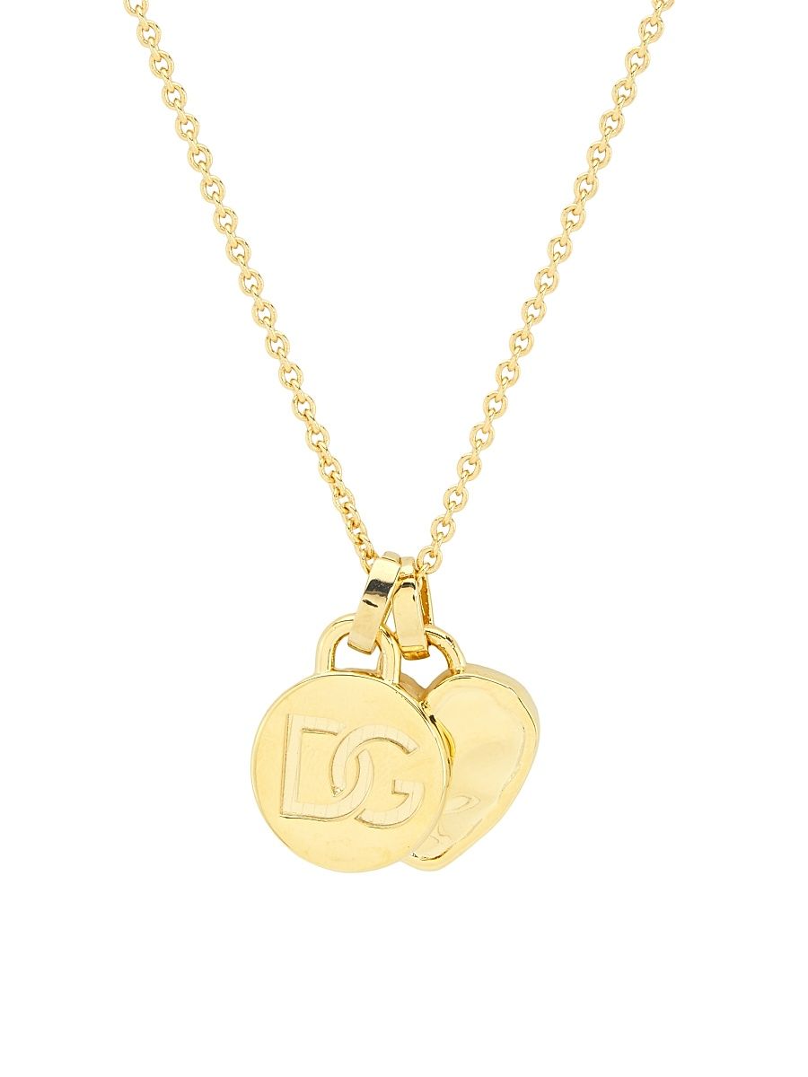 Women's Goldtone Monogram & Heart Pendant Necklace - Gold
