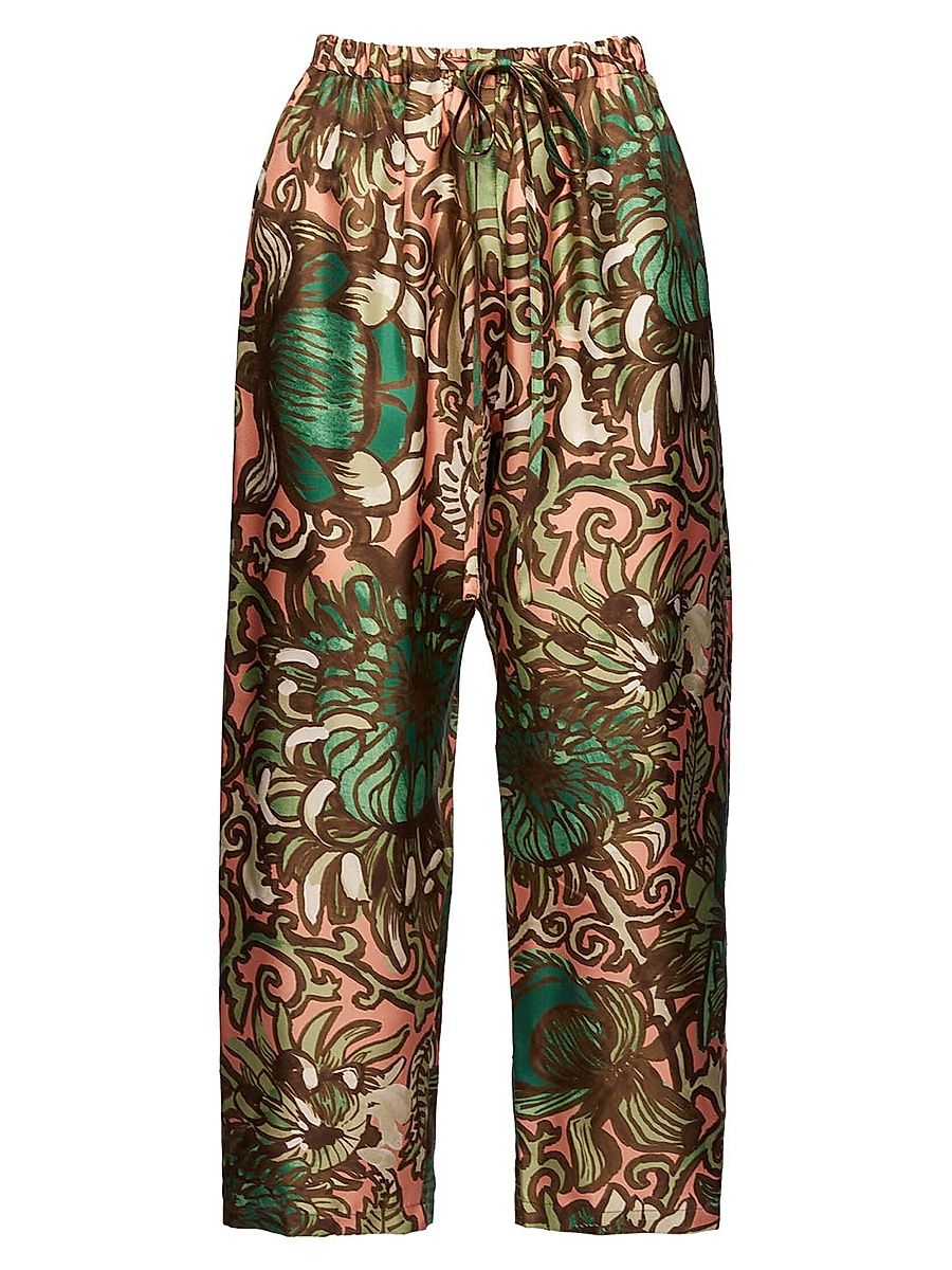 Women's Drawstring Pants - Anemone Pink Olive - Size XS