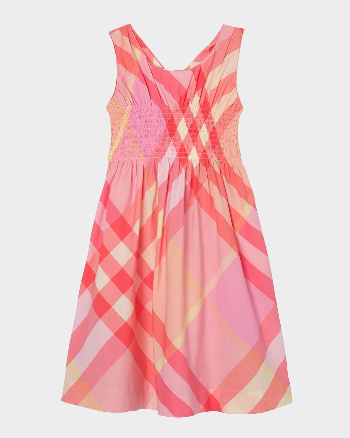 Girl & apos;s Sleeveless Check Cotton Dress, Size 3-14