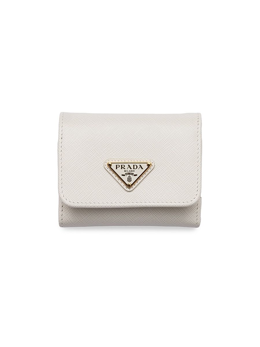 Women's Small Saffiano Leather Wallet - Beige Khaki