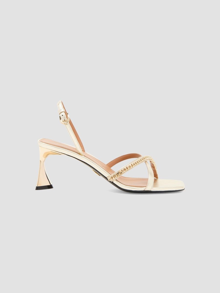 Stella McCartney Women's 65MM Elsa Chain Slingback Sandals - Pale Gold - Size 9.5