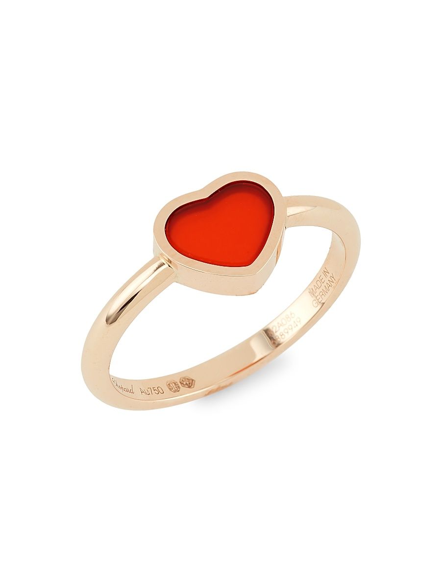 Women's My Happy Hearts 18K Rose Gold & Carnelian Ring - Size 6