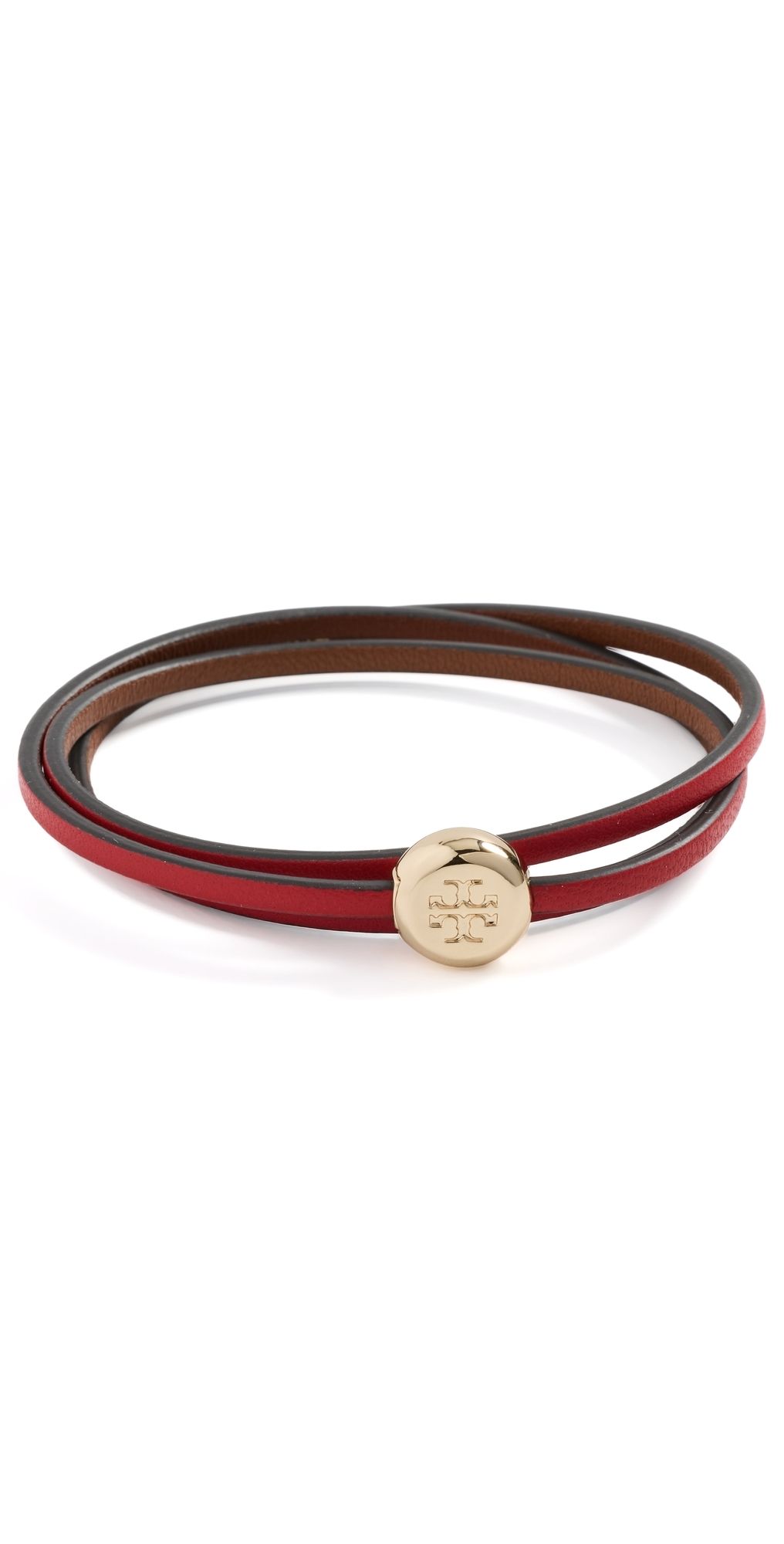 Tory Burch Romy Multi-Stand Bracelet Light Brass/Red One Size