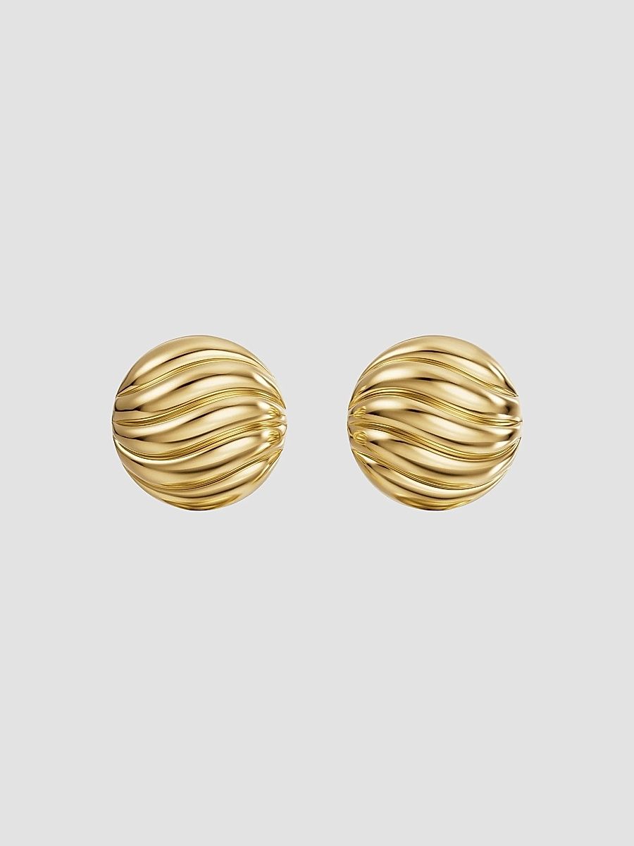 Women's Sculpted Cable Stud Earrings in 18K Yellow Gold, 9MM - Gold