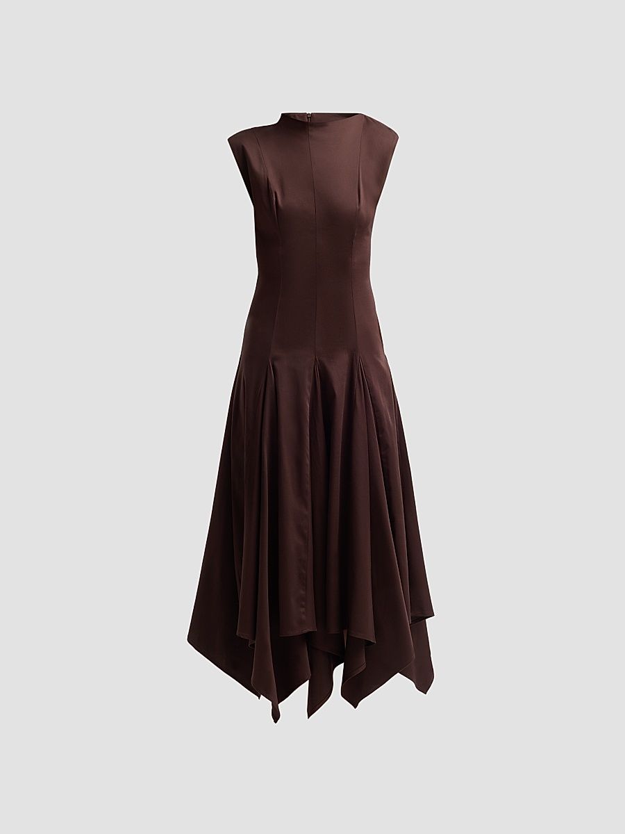 Women's Eloidie Asymmetric Midi Dress - Sable - Size 8