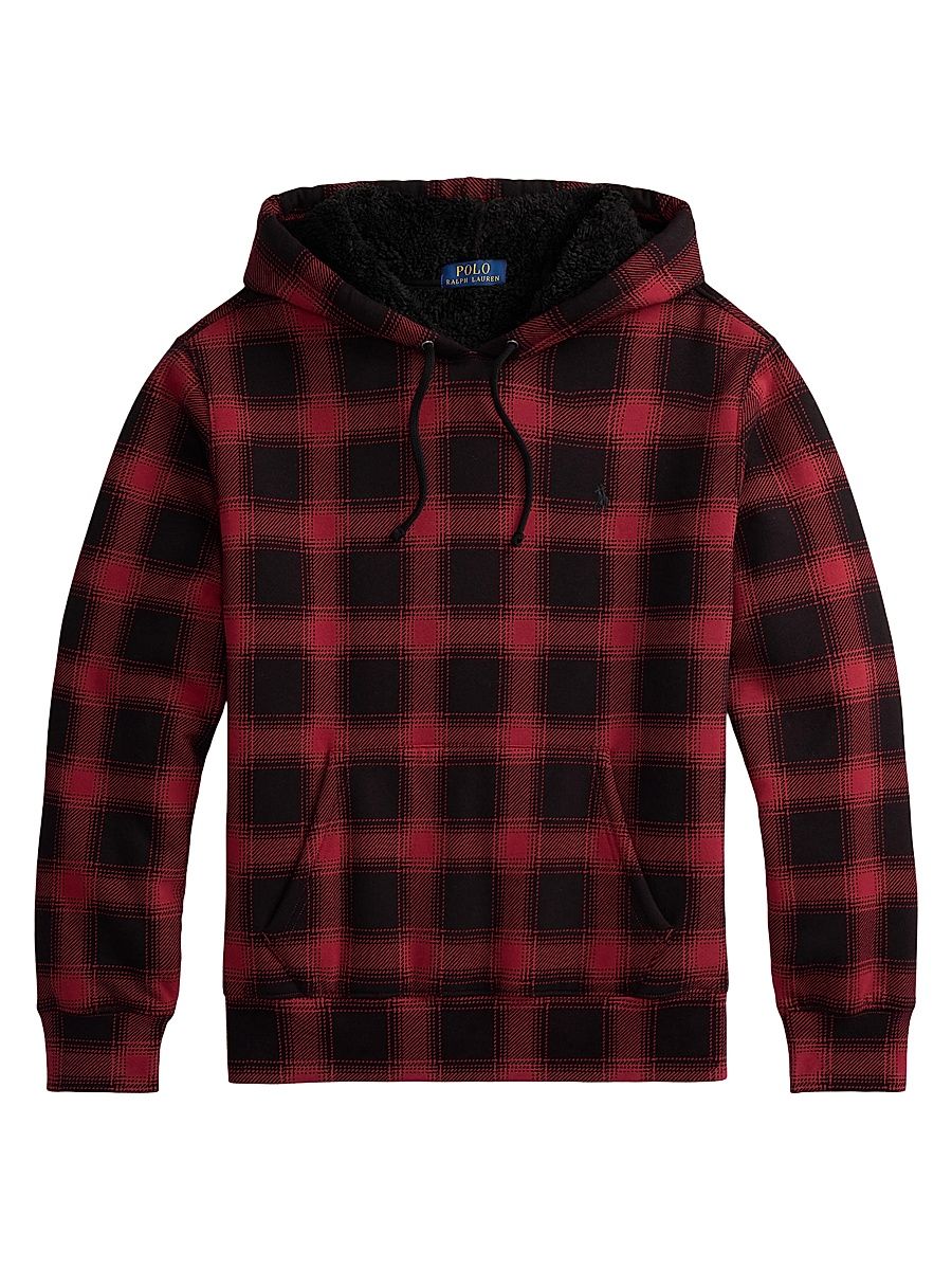 Men's Magic Cotton Fleece Plaid Hoodie - Lodge Shadow Plaid Moss Agate - Size XS