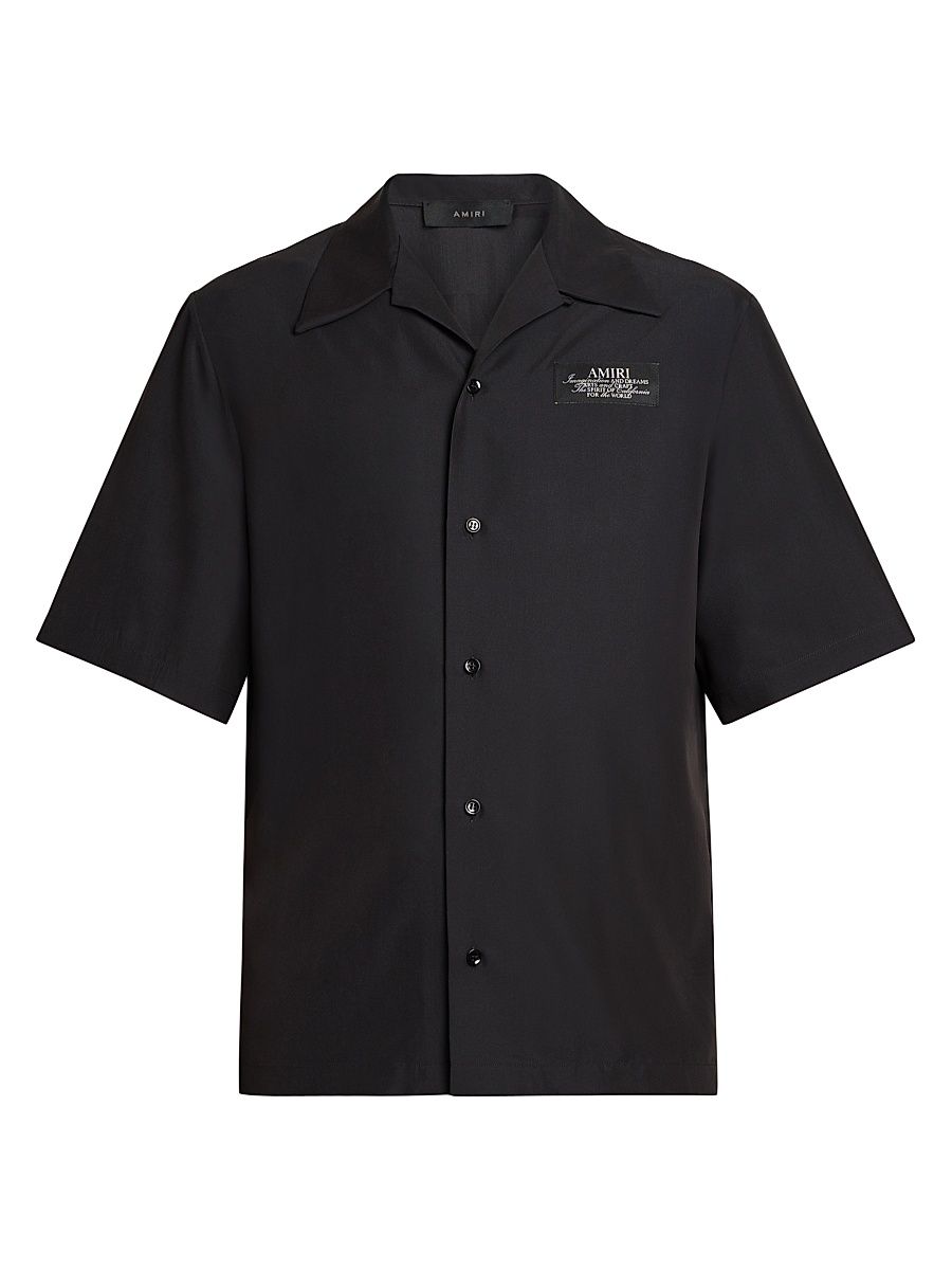 Men's Spirit Logo Patch Bowling Shirt - Black - Size Small