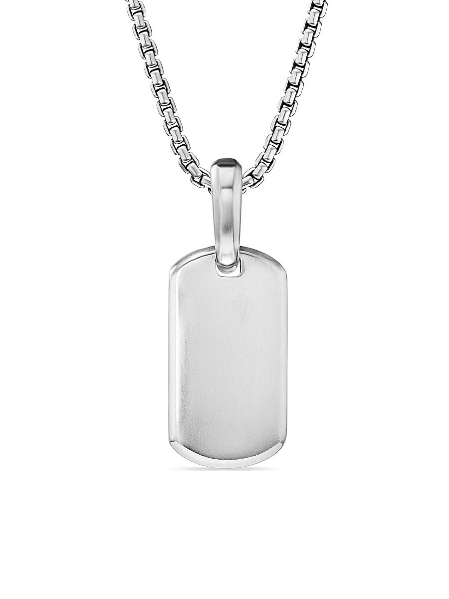Men's Chevron Tag in Sterling Silver, 21mm - Silver