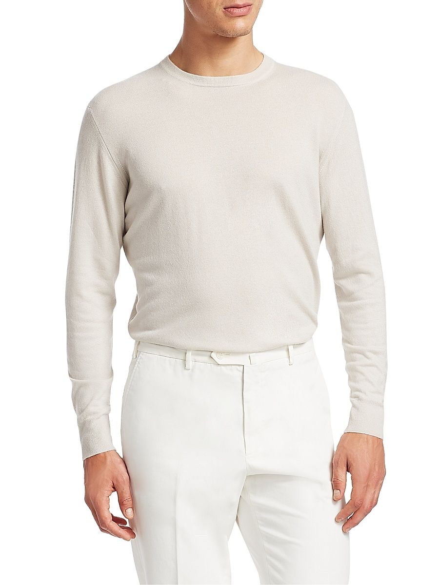 Men's Girocollo Cashmere Sweater - Grey - Size 46