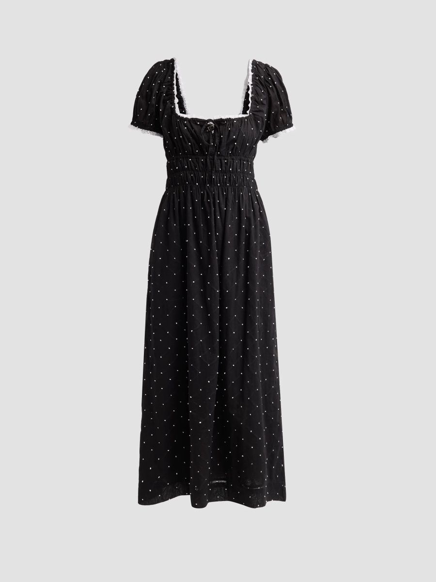 Ciao Lucia Women's Aladine Polka Dot Midi Dress - Black - Size XL