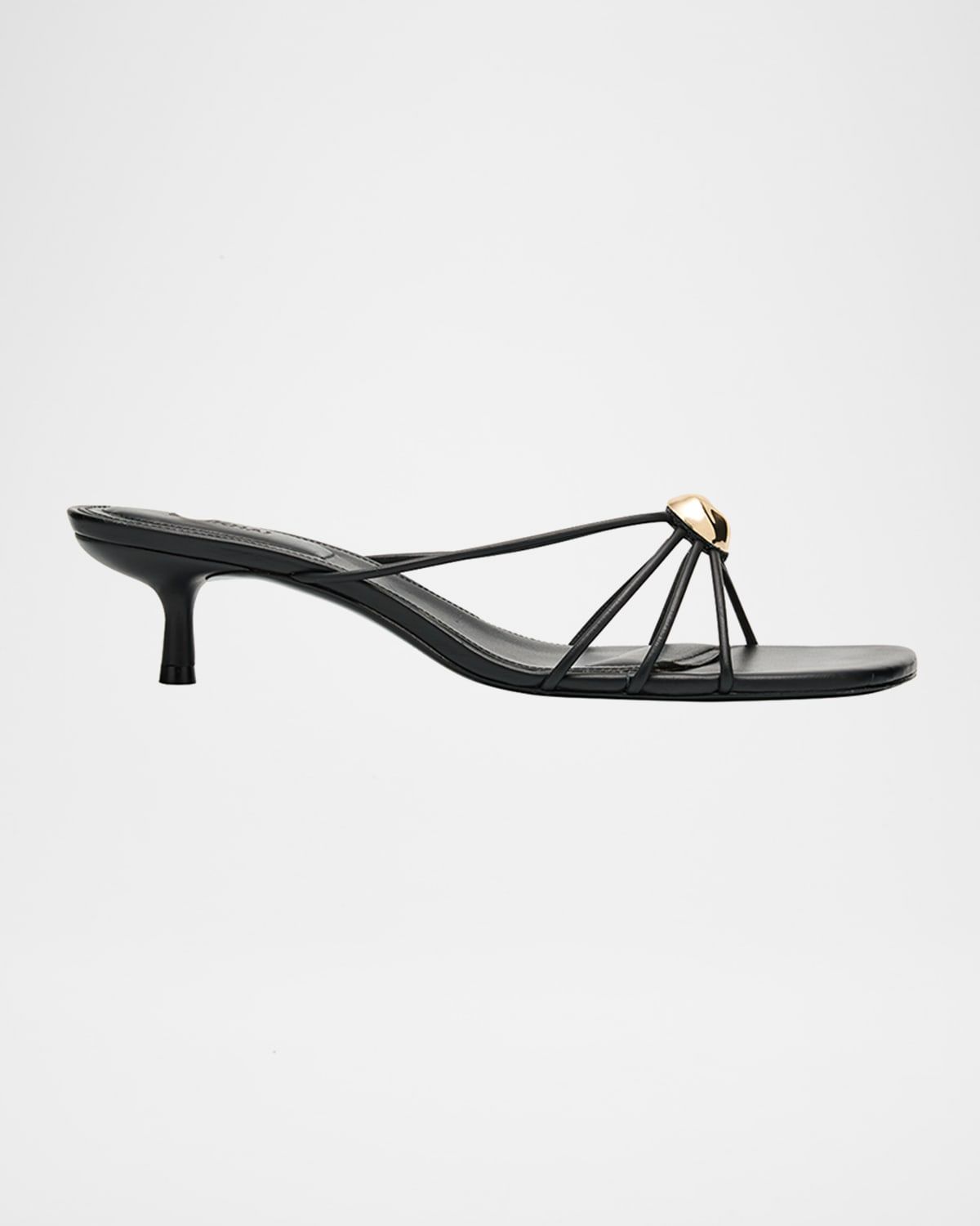Amaya Strappy Leather Kitten-Heel Sandals
