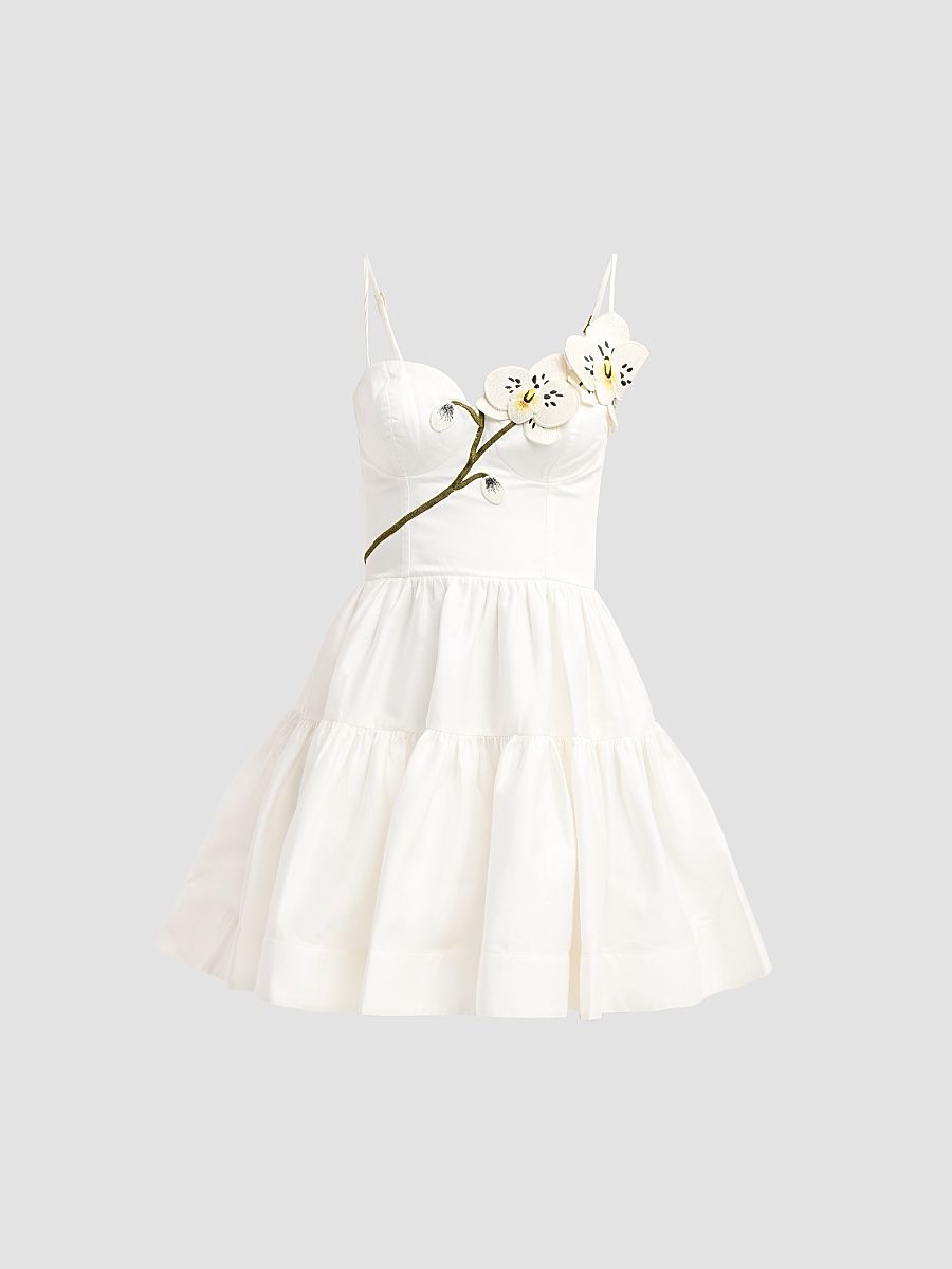 Women's Blossom Poplin Orchid Mini Dress - Off White - Size 8