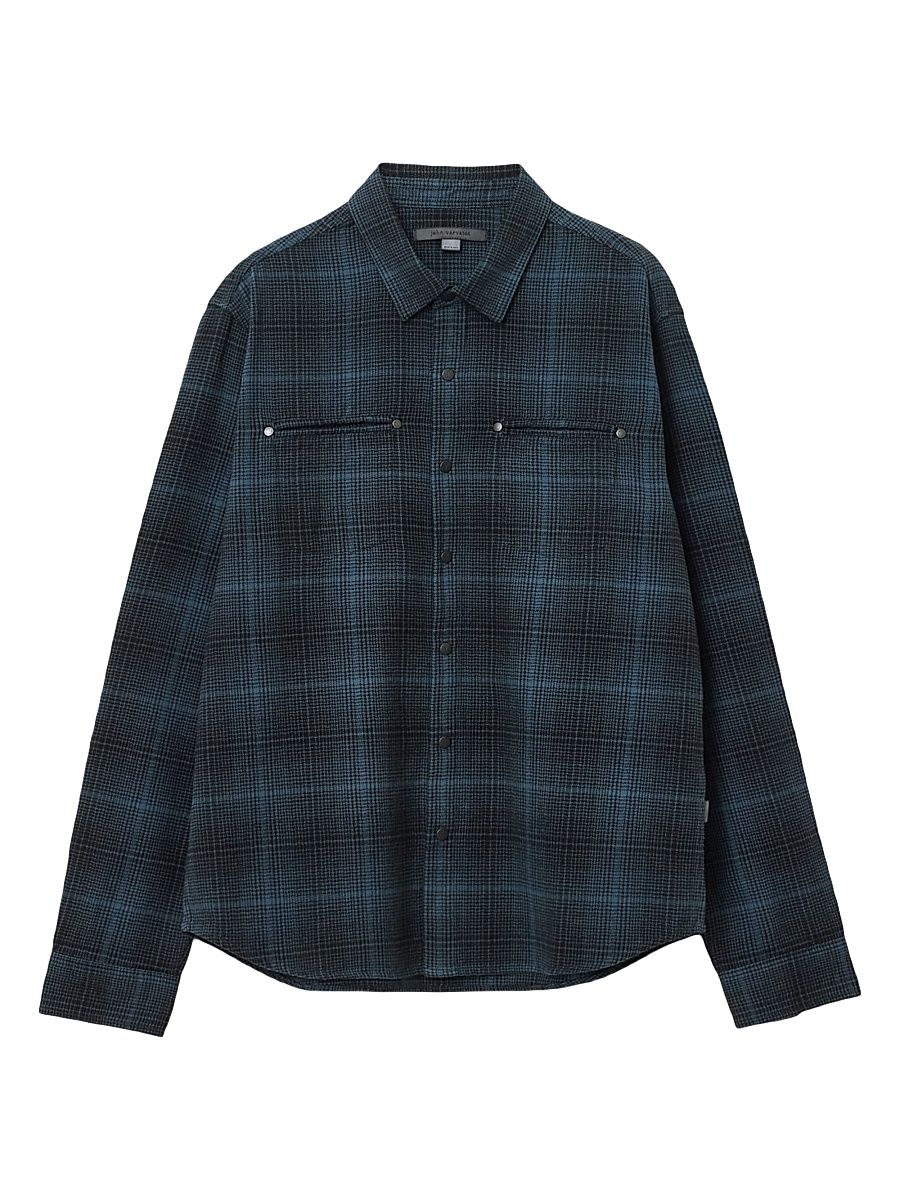 Men's Dario Brushed Plaid Shirt - Titanium Blue - Size XXL