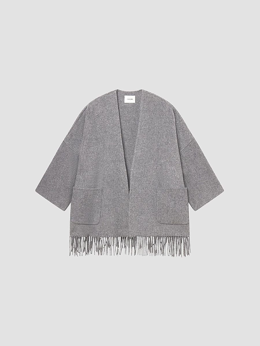FRAME Women's Fringe Hem Wool-Blend Coat - Heather Grey - Size XS