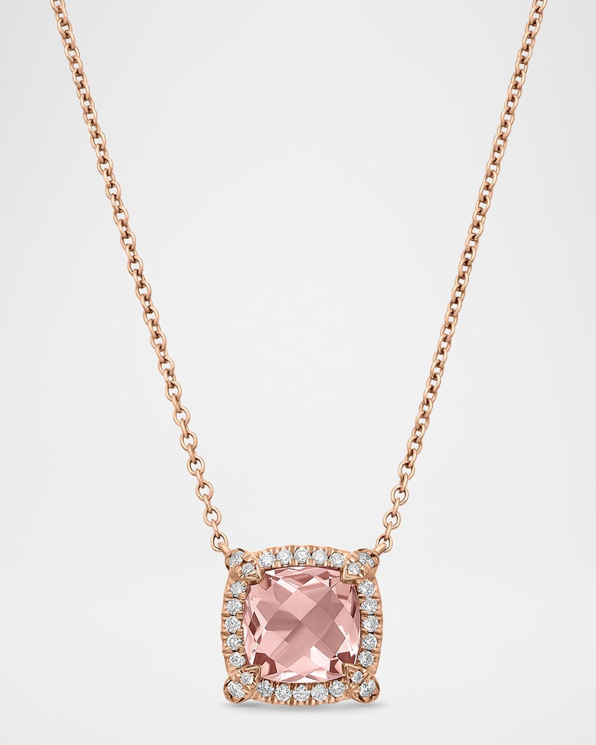 Petite Chatelaine Pavé Bezel Pendant Necklace in 18K Gold