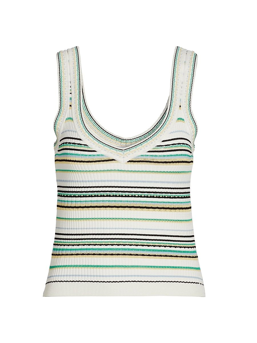 Women's Carlin Striped Knit Tank - Off White Multi - Size Medium