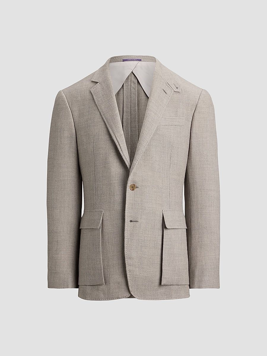 Men's Textured Open Weave Single-Breasted Sport Coat - Pearl Grey Multi - Size 36