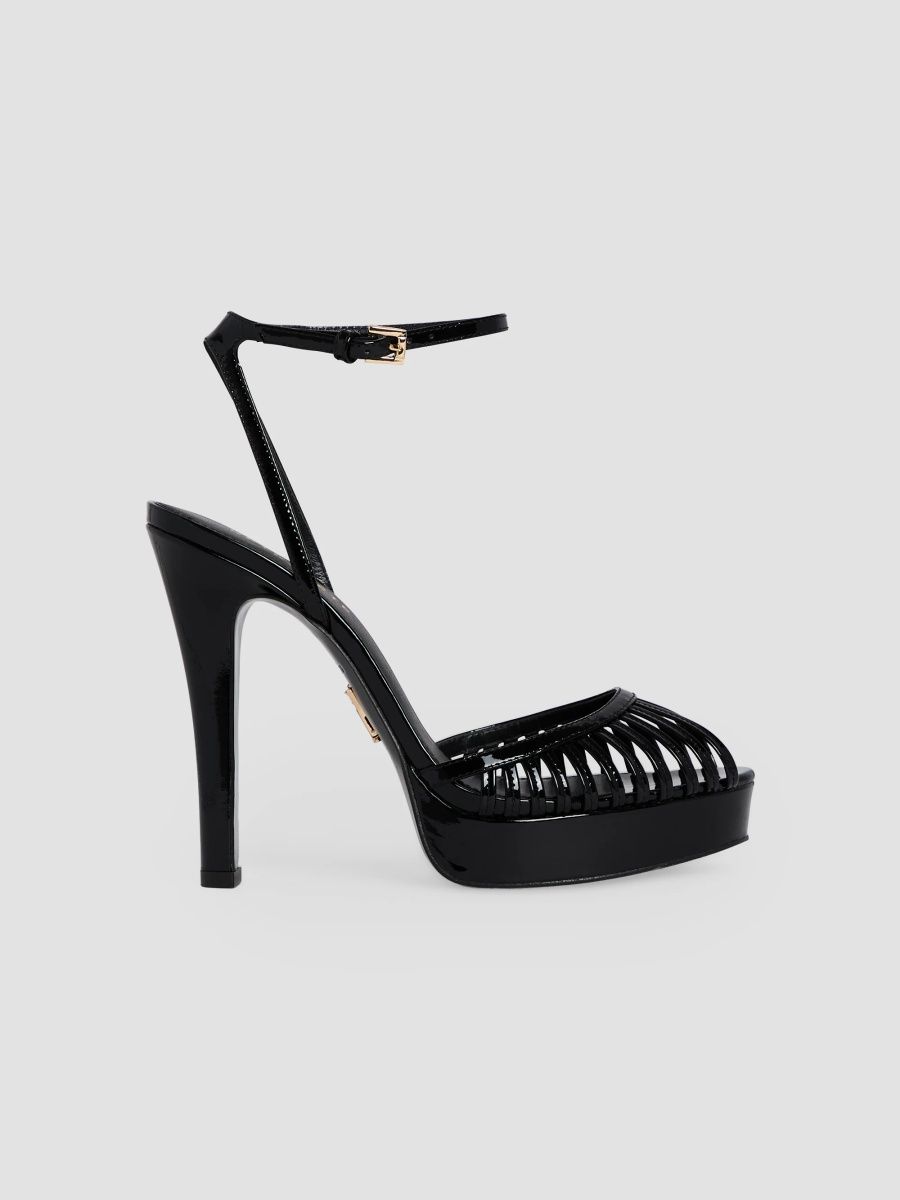 Women's Manolia 120MM Patent Leather Platform Sandals - Black - Size 11