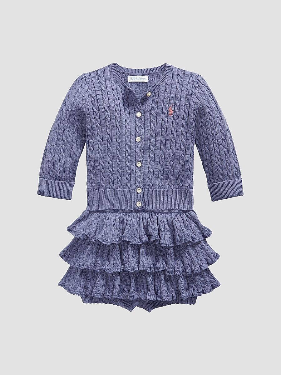 Baby Girl's 2-Piece Cable-Knit Cardigan & Skirt Set - Summer Purple - Size 9 Months
