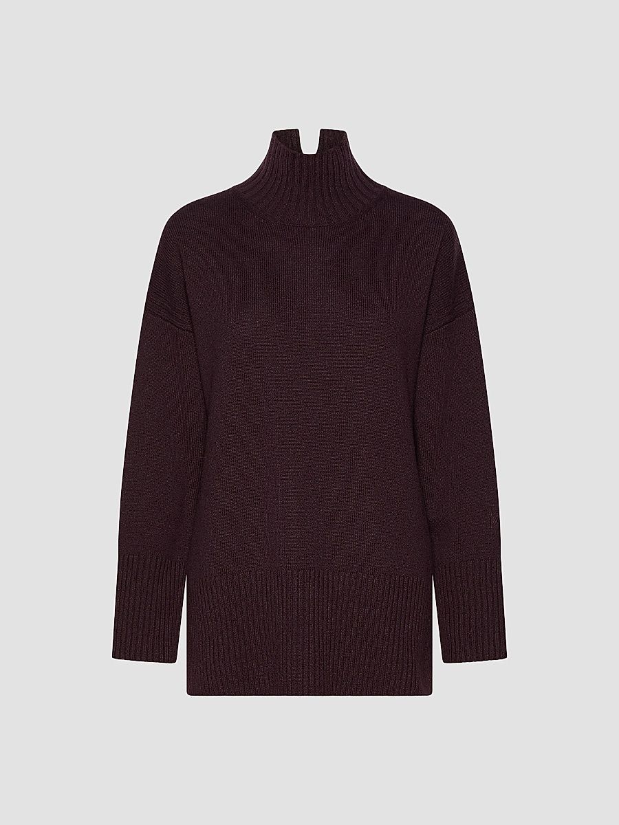 Marella Women's Pure Wool Mock Polo Neck Jumper - Blackberry - Size XS
