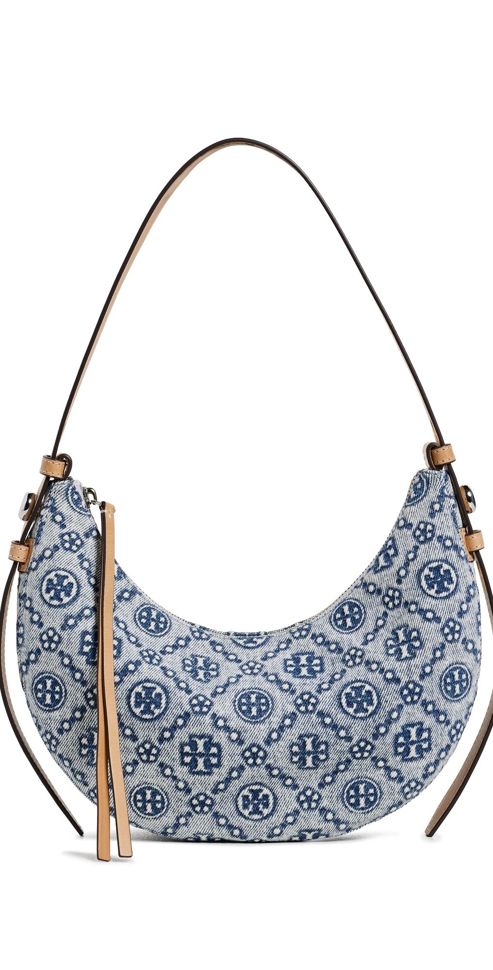 Tory Burch Romy Denim Half Moon Bag Powder Blue One Size