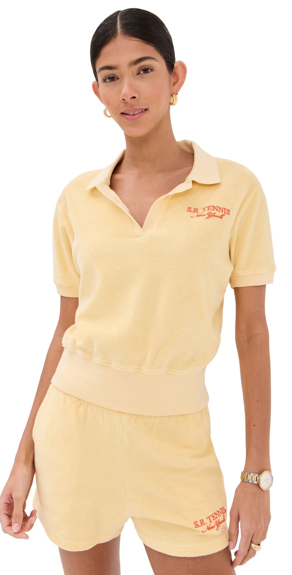 Sporty & Rich SR Sport Terry Polo Almond Pomodoro S