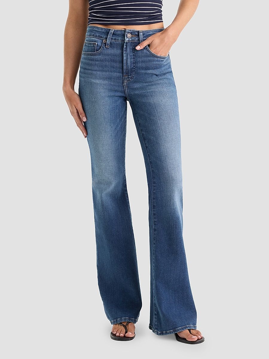 Women's Soft Tech Good Legs Flare Jeans - Indigo - Size 8