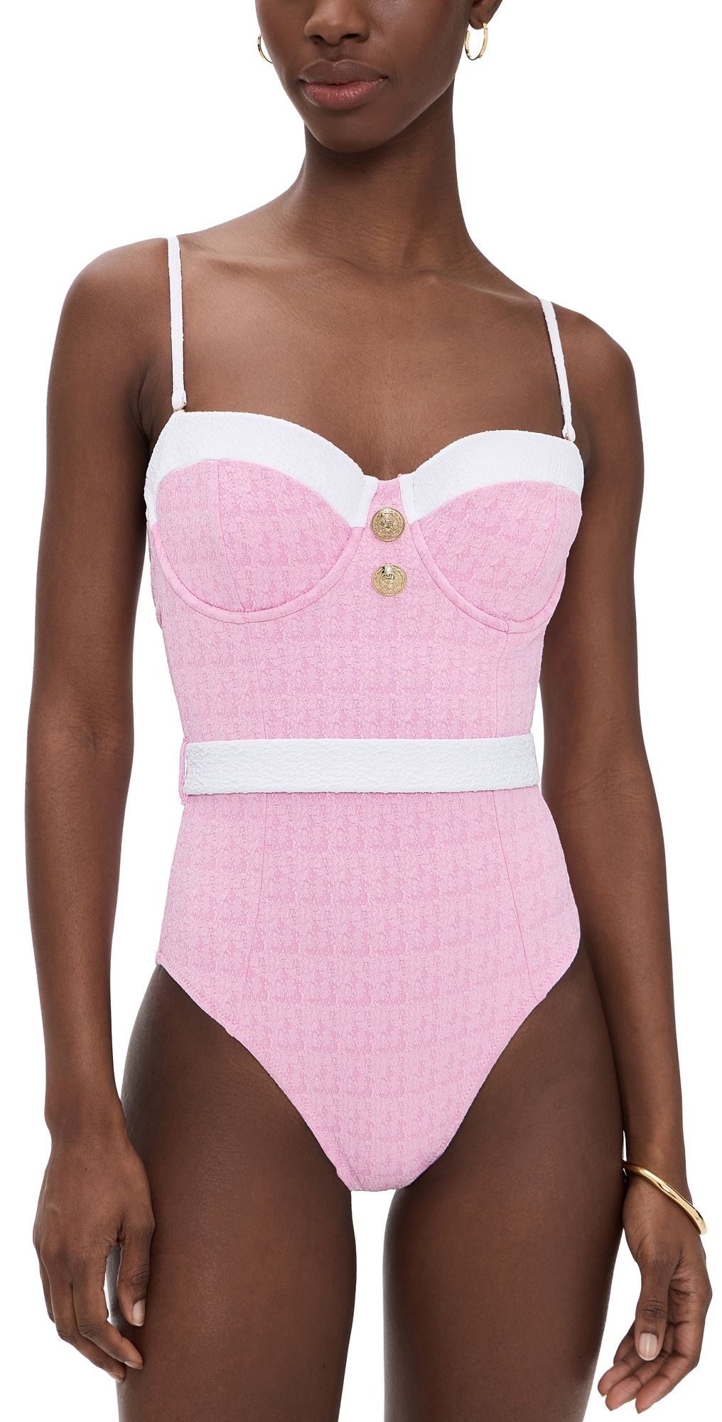L'AGENCE Amie Colorblock Chic One Piece Swim Suit Blush XL