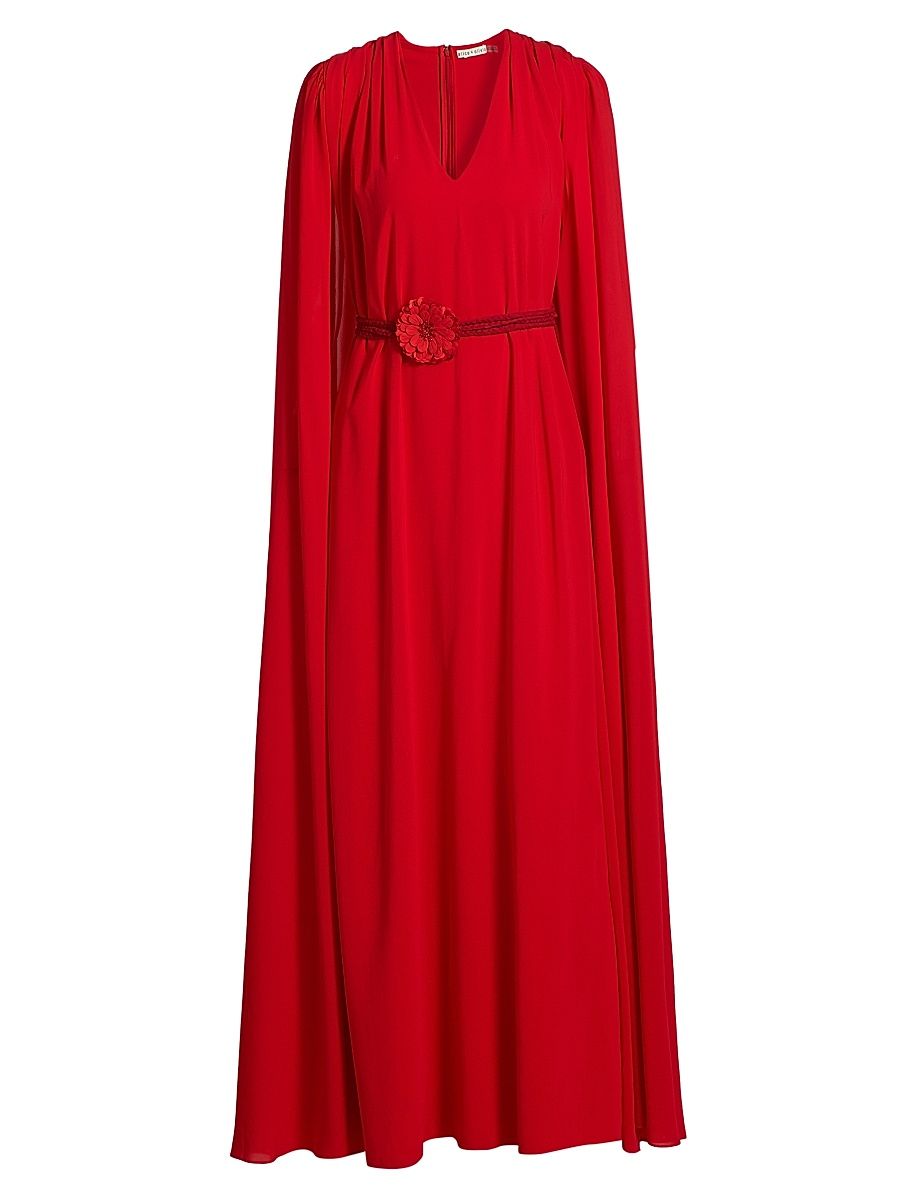 Women's Zenaida Maxi Cape Dress - Bright Ruby - Size 4