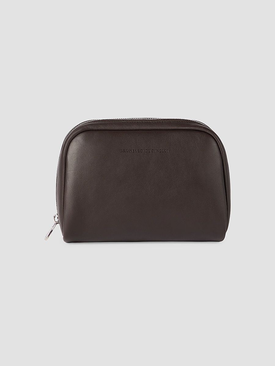 Smooth Calfskin Slim Beauty Case - Brown