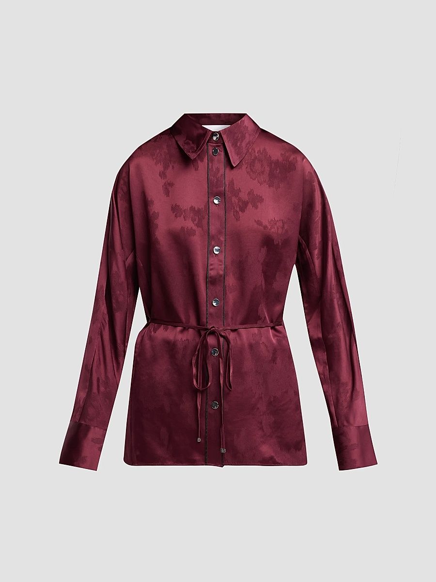 Women's Satin Jacquard Drawstring Shirt - Port Royal - Size 0