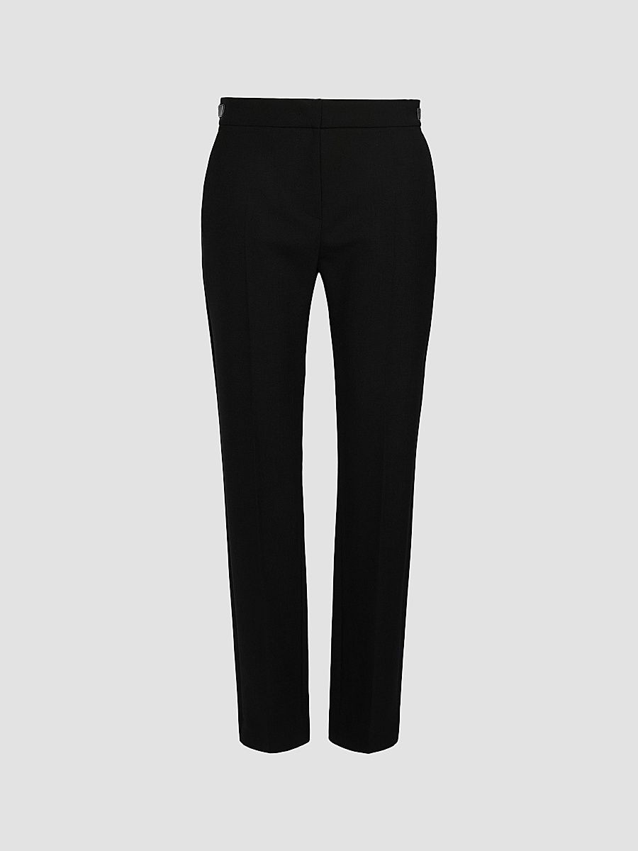 Women's Slim Double Woollen Cloth Trousers - Black - Size 16