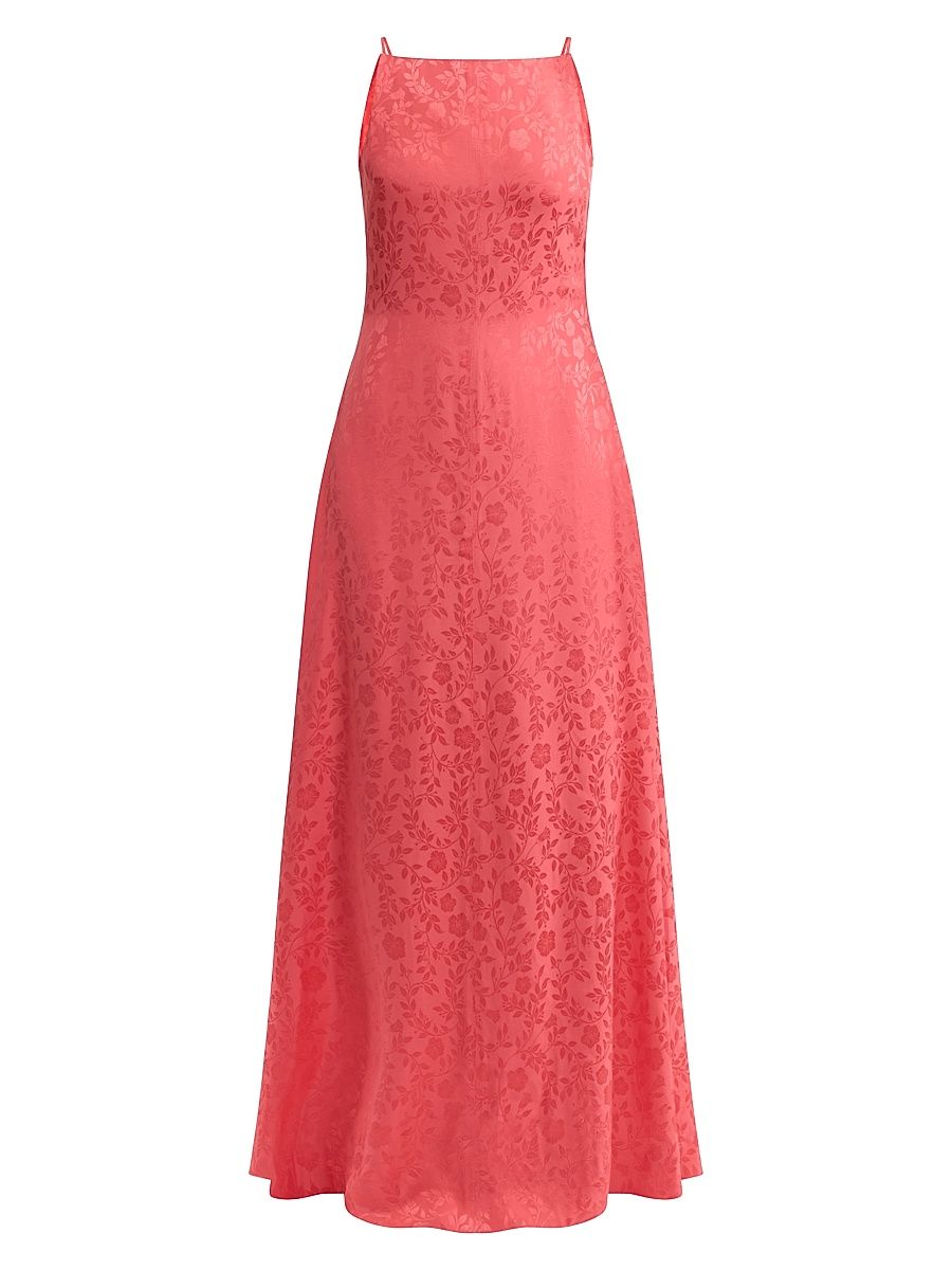 Women's Emery Floral Silk-Blend A-Line Maxi Dress - Coral Blush - Size 12
