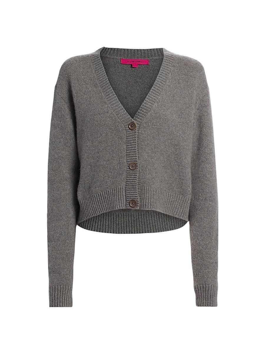 Women's Boxy Cashmere Cardigan - Light Grey - Size Large