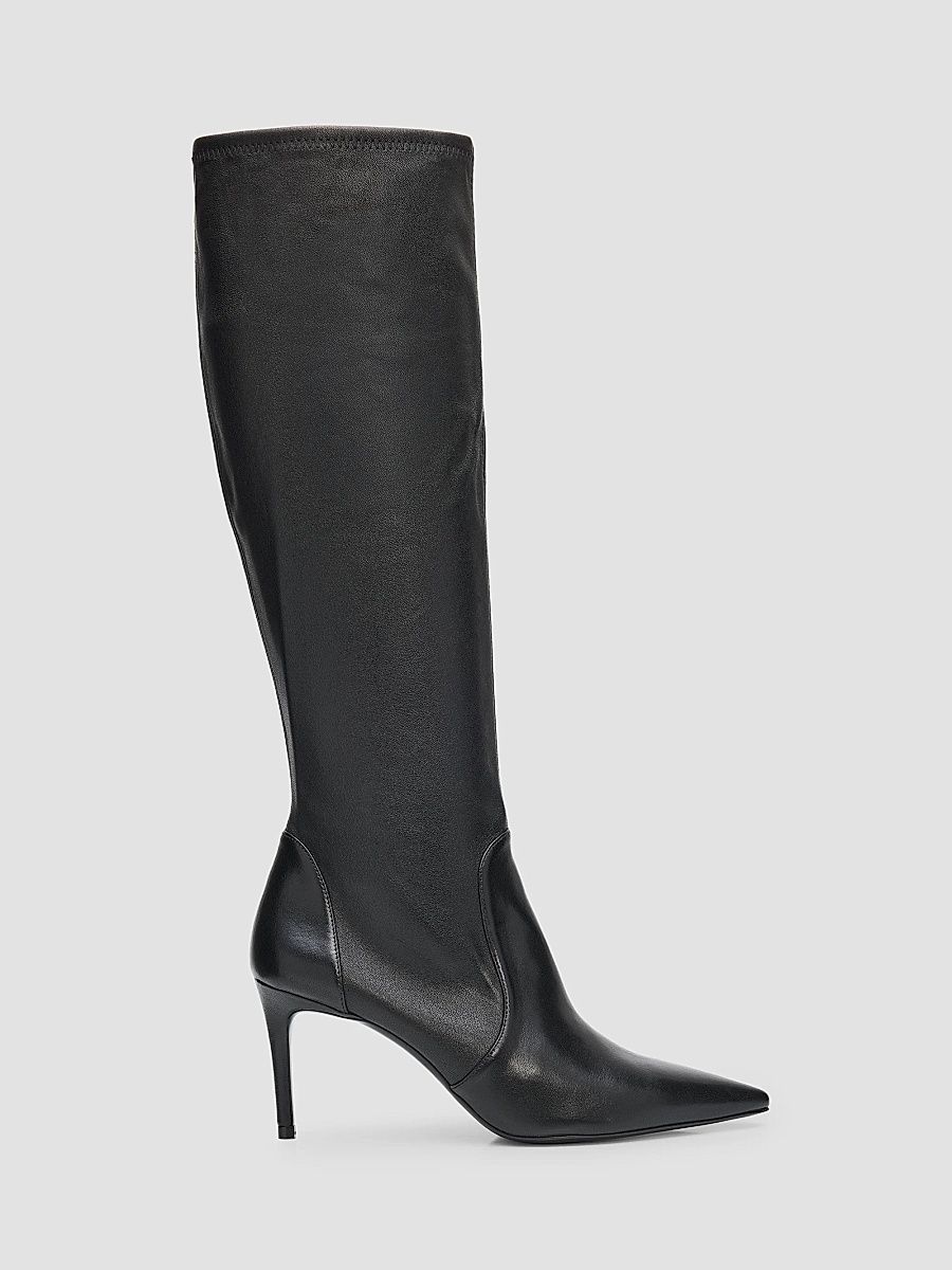 Stuart Weitzman Women's Stuart 75MM Leather Power Boots - Black - Size 9.5
