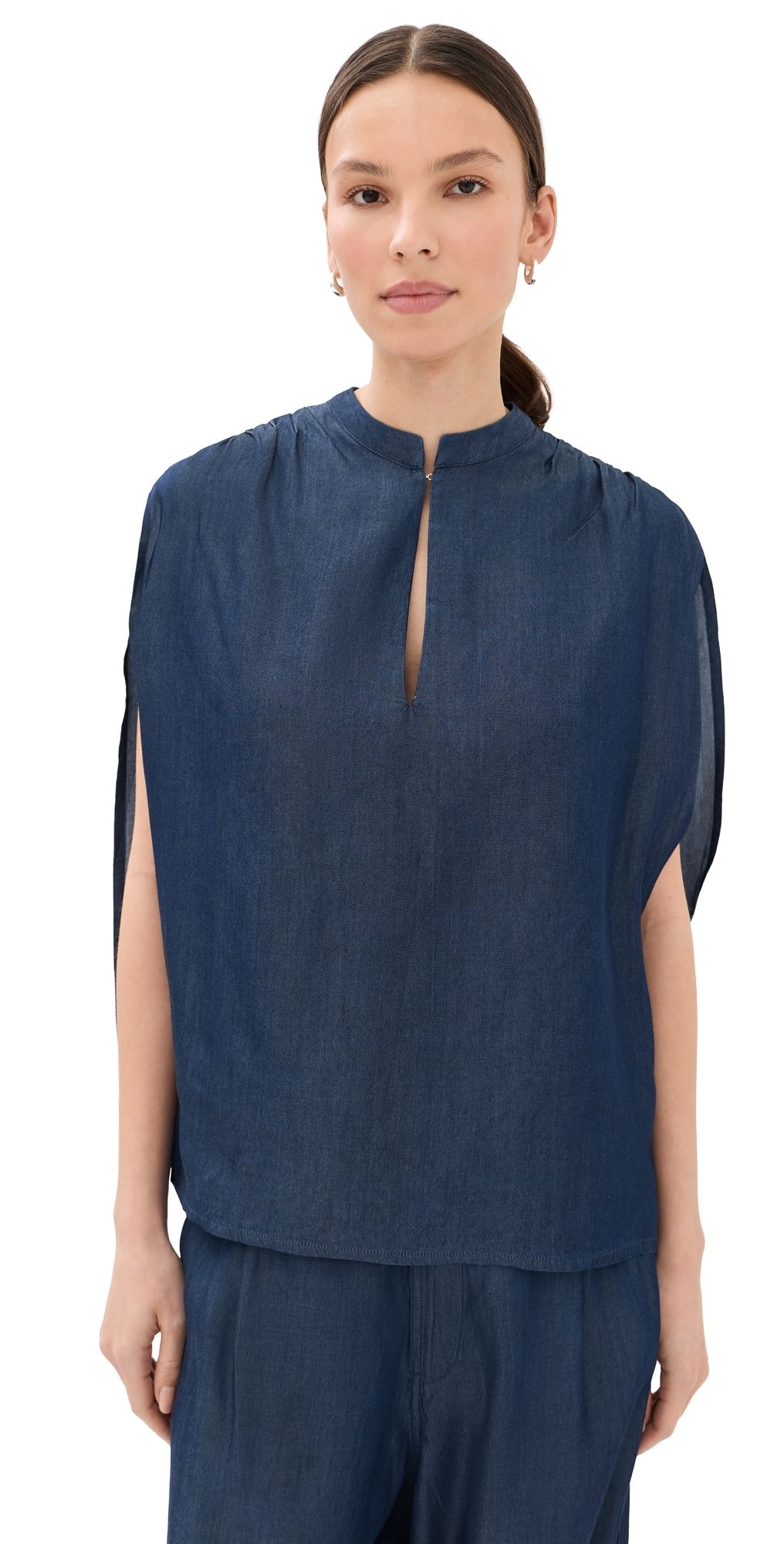 DARKPARK Tracy Chambray Sleeveless Blouse Blue Denim XS