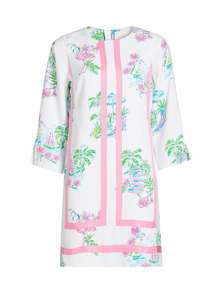 Women's Margaux Floral Straight Shirtdress - Resort White Dee Lightful - Size 10