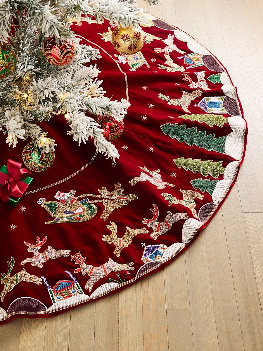 Sudha Pennathur Midnight Sleigh Ride Embellished Tree Skirt