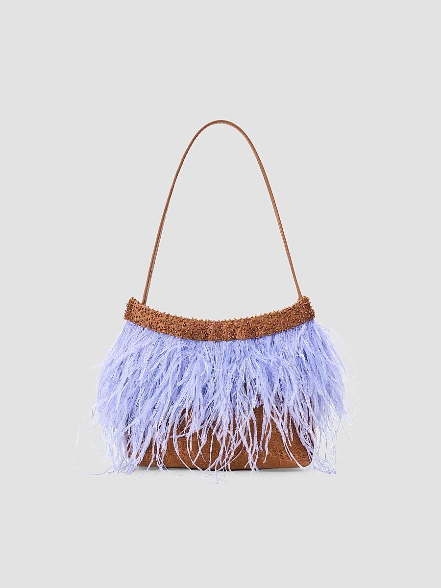 Staud Women's Winslow Beaded Feather Shoulder Bag - Bronze Cielo